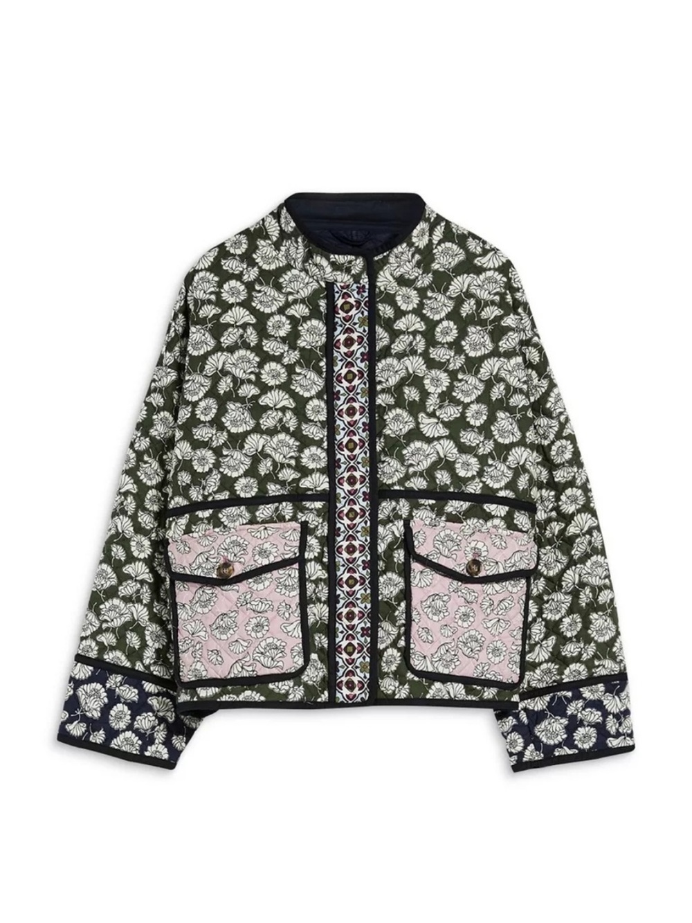 Weekend Max Mara Womens Floral Patchwork Quilted Button Up Arizia Jacket Size 8